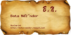 Bata Nándor névjegykártya